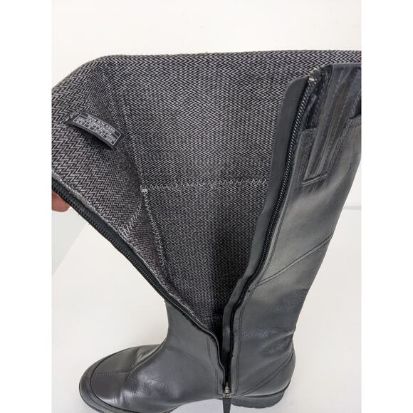 Teva Jade Cove Black Leather Tall Side Zip Boots Sz 9.5 Fall Winter Waterproof - Picture 8 of 10